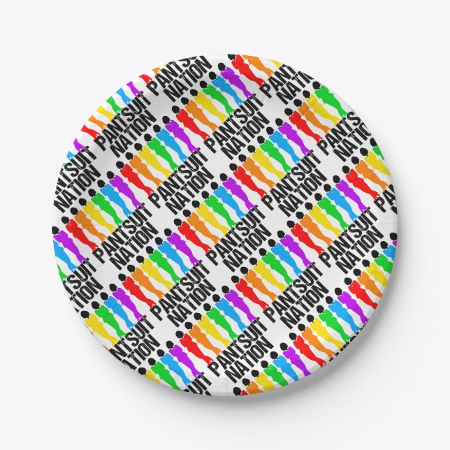 Pantsuit-Nations-Regenbogen-Frauen Pappteller (Vorderseite)
