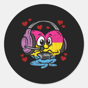 Panual Heart Pride Lgbt-q Retro Gaming Videospiel Runder Aufkleber
