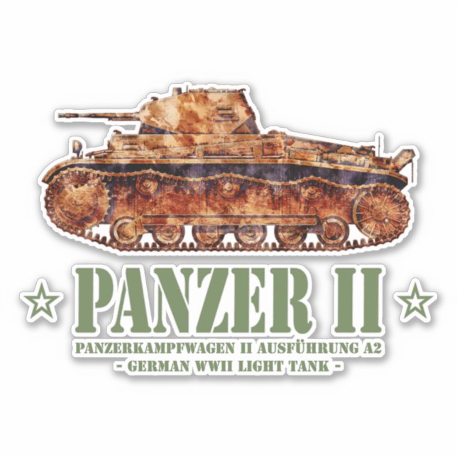 Panzer II A2 Weltkrieg Zweiter deutscher Leuchttur Aufkleber (Vorderseite)