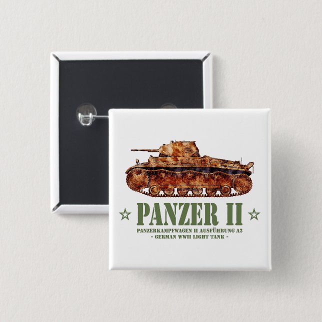 Panzer II A2 Weltkrieg Zweiter deutscher Leuchttur Button (Vorne & Hinten)