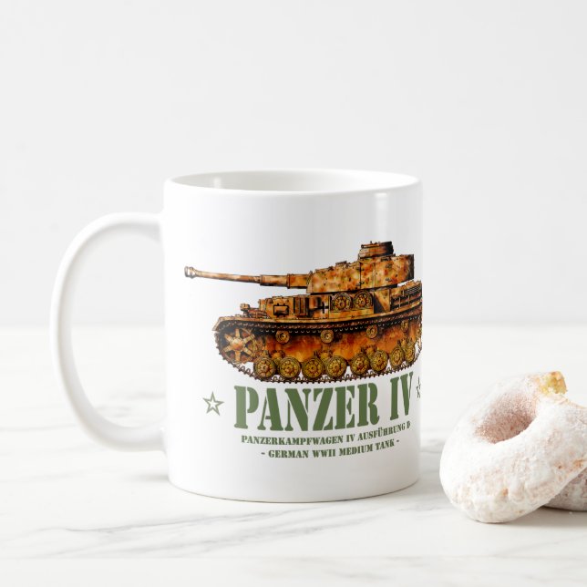 Panzer IV D Zweiter Weltkrieg Mittelalter Zweiter  Kaffeetasse (Mit Donut)