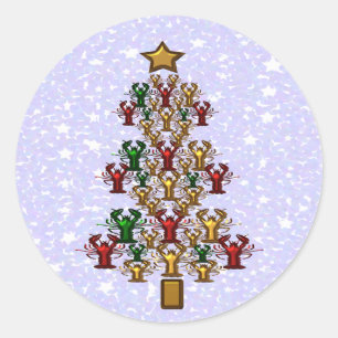 Panzerkrebs-Hummer-Weihnachtsbaum Runder Aufkleber