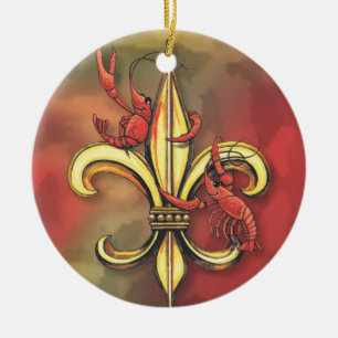 Panzerkrebs-u. AlligatorLilie Keramikornament