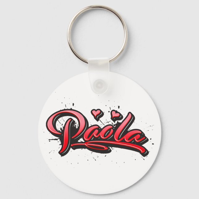 Paola red Heart Graffiti Schlüsselger Schlüsselanhänger (Vorderseite)