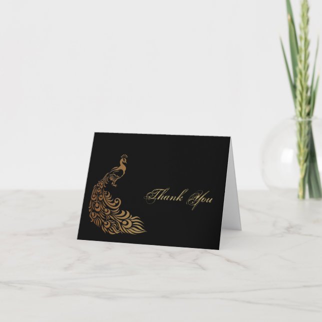Paon en bronze d'art déco et Merci floral (Devant)