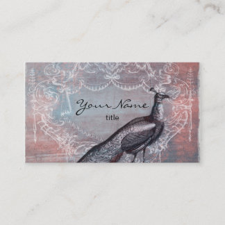 Paon rococo dans les cartes de visite roses et