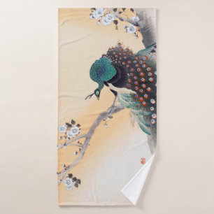 Paon sur un arbre à fleurs de cerisiers, Ohara Kos