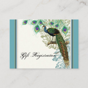 Paon vintage, plumes - carte d'enregistrement de