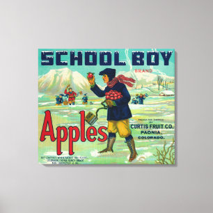 Paonia, Colorado - Schuljunge Apple beschriften Leinwanddruck