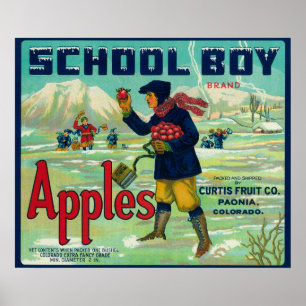 Paonia, Colorado - Schuljunge Apple beschriften Poster