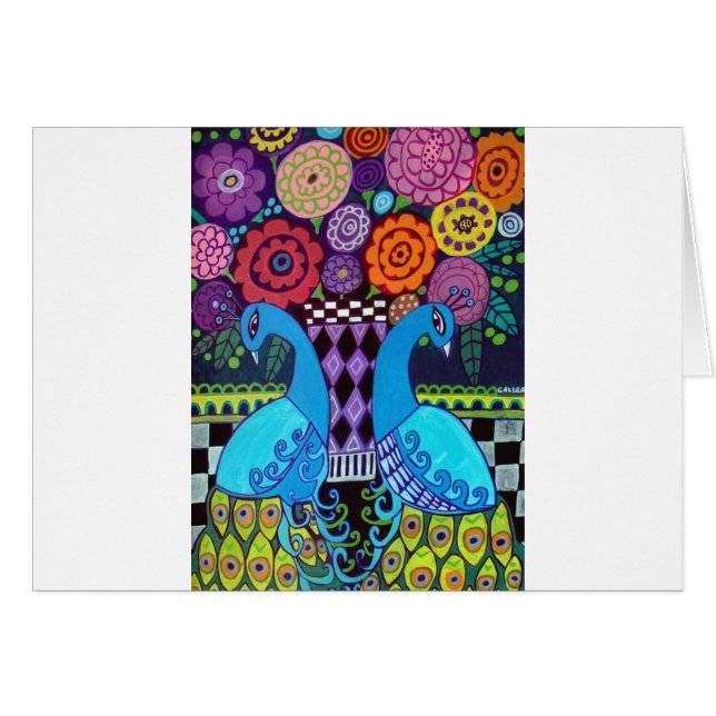 Paons avec l'art de fleurs par la bruyère Galler (Devant horizontal)