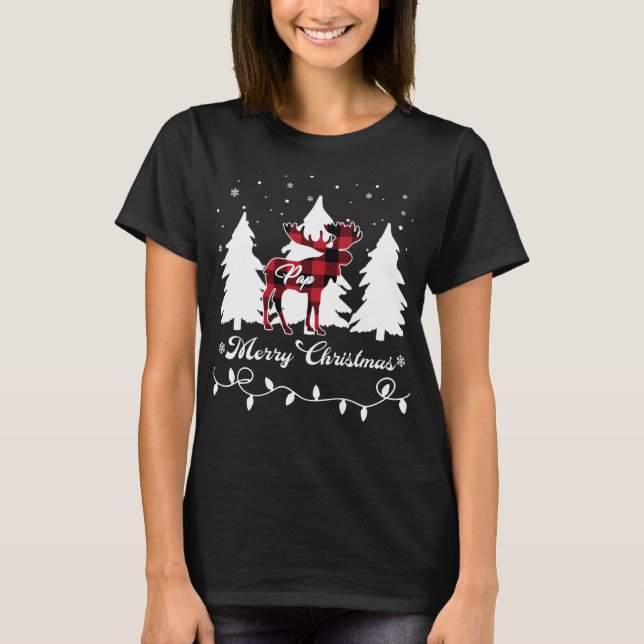 Pap Moose Buffalo Red Plaid Christmas Matching Fam T-Shirt (Vorderseite)