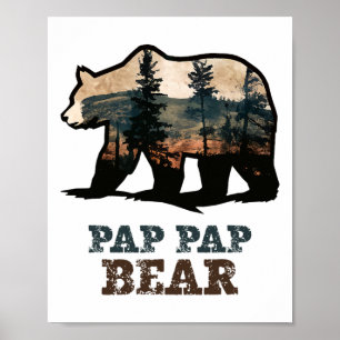 Pap-pap Bär Vintage Retro Lustiger Pappap Opa Poster