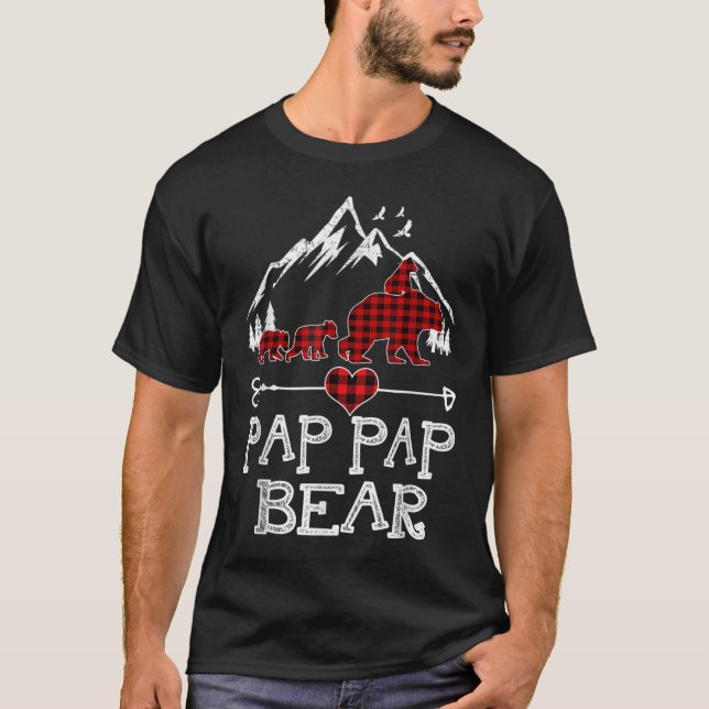 Pap Pap Bär Weihnachten Pajama Rotes Kariertes Buf T-Shirt (Vorderseite)