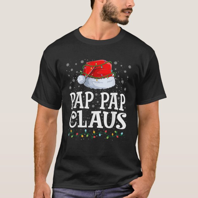 Pap Pap Claus Christmas Lights Weihnachtsmannmütze T-Shirt (Vorderseite)