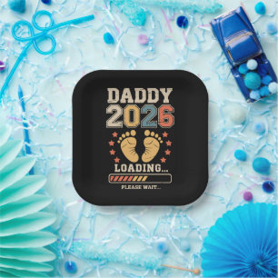 Papa 2026 Lade Baby-Ankündigung Erwartender Vater Pappteller