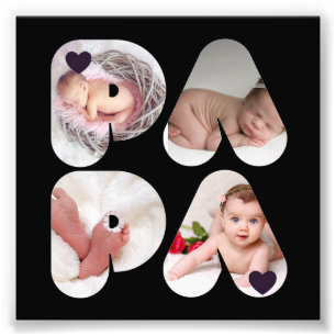 PAPA 4 x Foto Collage Geschenk für Väter Vater