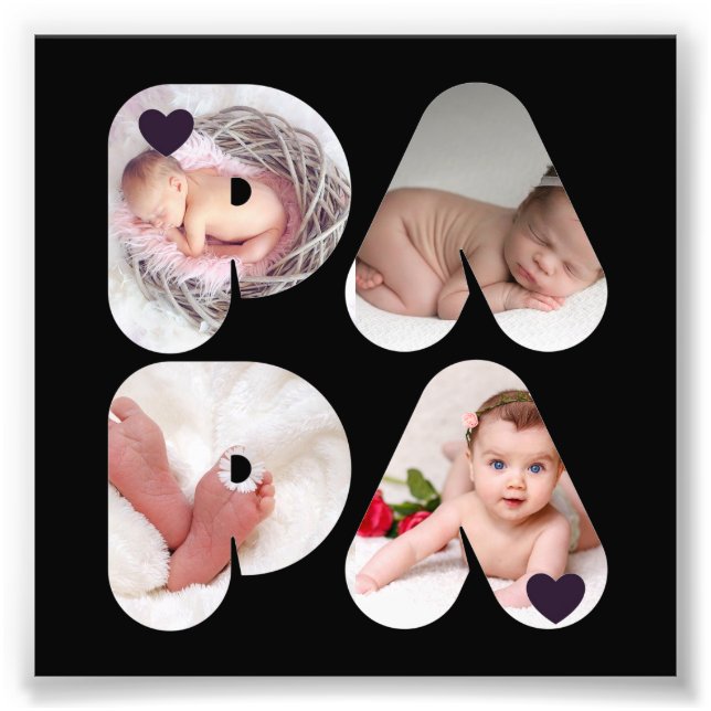 PAPA 4 x Foto Collage Geschenk für Väter Vater (Vorne)