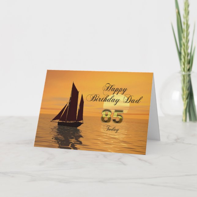 Papa, 85e carte d'anniversaire de yacht Sunset (Devant)