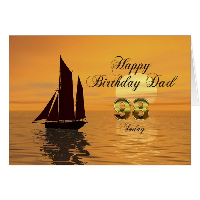 Papa, 98e carte d'anniversaire de yacht Sunset (Devant horizontal)