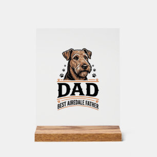 Papa Airedale Terrier Chemise de père de chien vin
