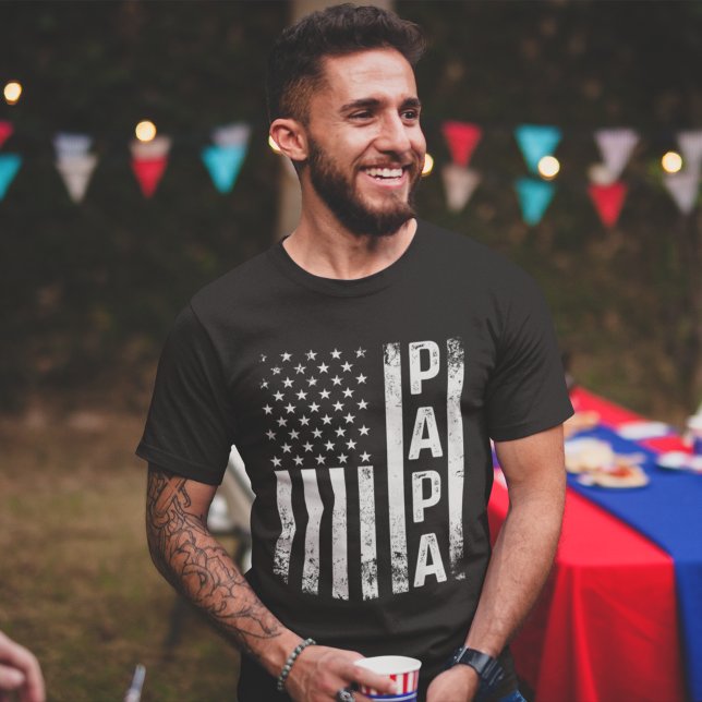 Papa American Flag Us Papa Father's day T-Shirt (Von Creator hochgeladen)