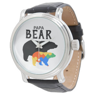 Papa Baby Bär Autismus-Bewusstsein Armbanduhr