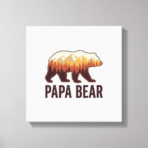 Papa Bär Bär Silhouette Vintage Wald T-Shirt_1 Leinwanddruck