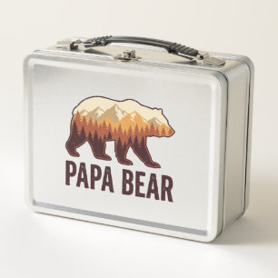 Papa Bär Bär Silhouette Vintage Wald T-Shirt_1 Metall Brotdose