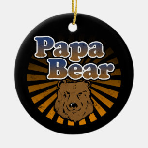 Papa-Bär, cooler Vatertags-Vintager Blick Keramikornament