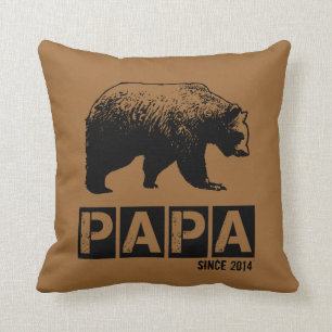 Papa-Bär für Vater 2014, Grunge-Schwarzes Kissen