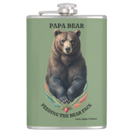 Papa Bär füttert die Sippe - Volkskunst-Flasche Ge Flachmann