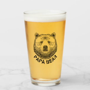 Papa-Bär, Handgezeichnete Illustration Glas