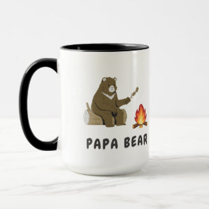 Papa-Bär-Lagerfeuer-Kunst-T-Shirt-Design für Männe Tasse