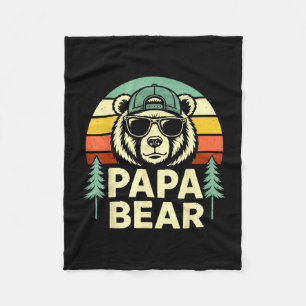 Papa Bär Retro Vater Ehemann Männer lustig Fleecedecke