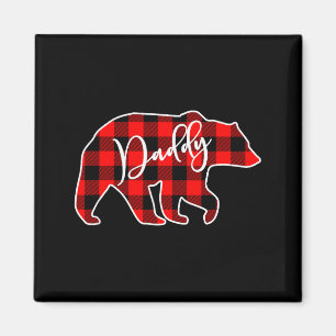 Papa Bär Rot kariert passende Familie Weihnachten Magnet