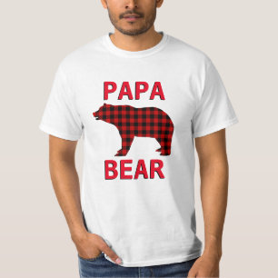 Papa Bär Rot Schwarz Kariert T-Shirt
