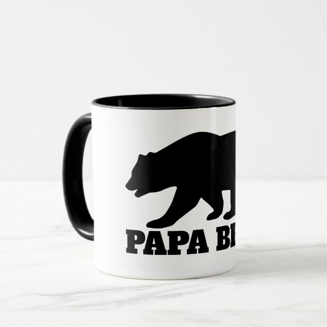 Papa-Bär-Silhouette Kaffeemaschine Tasse mit schwa (Vorderseite Links)