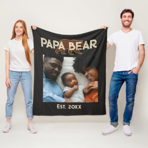 Papa Bär Vater Jahr Gegründet Foto Schwarz Fleecedecke