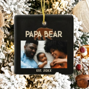 Papa Bär Vater Jahr Gegründet Foto Schwarz Keramikornament