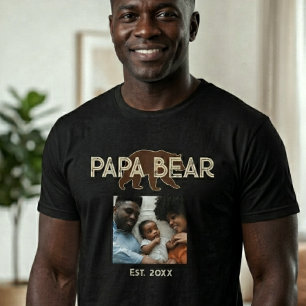 Papa Bär Vater Jahr Gegründet Foto Schwarz T-Shirt