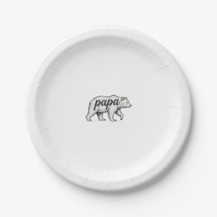 Papa Bär Vintage Gravur Vektor Design_1 Pappteller