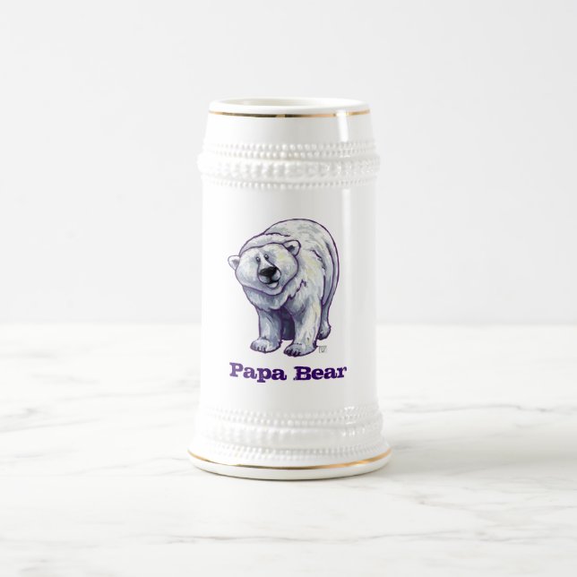 Papa-Bärn-Eisbär Stein Bierglas (Mittel)