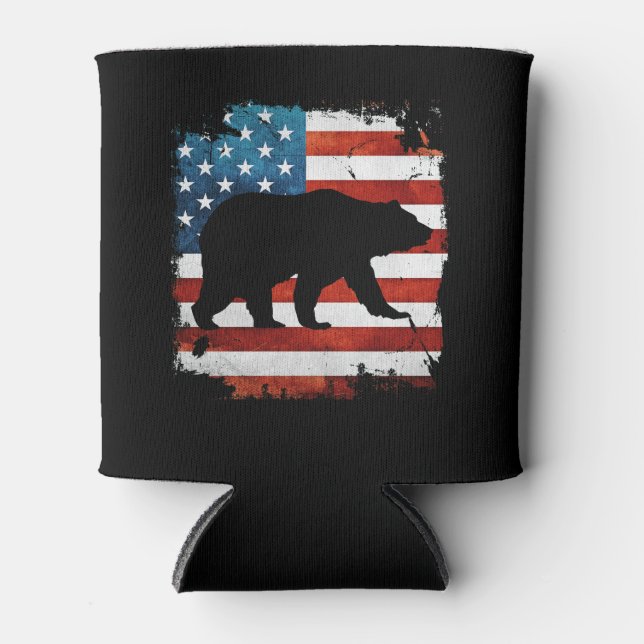 Papa Bear 4. Juli mit amerikanischer Flaggenunabhä Dosenkühler (Vorderseite)