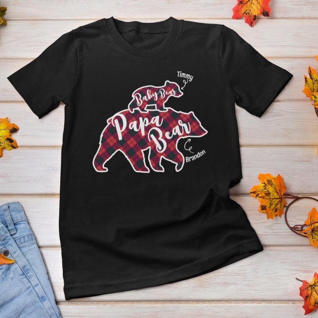 Papa Bear Baby Vater Vater Individuelle Name Karie T-Shirt (Von Creator hochgeladen)