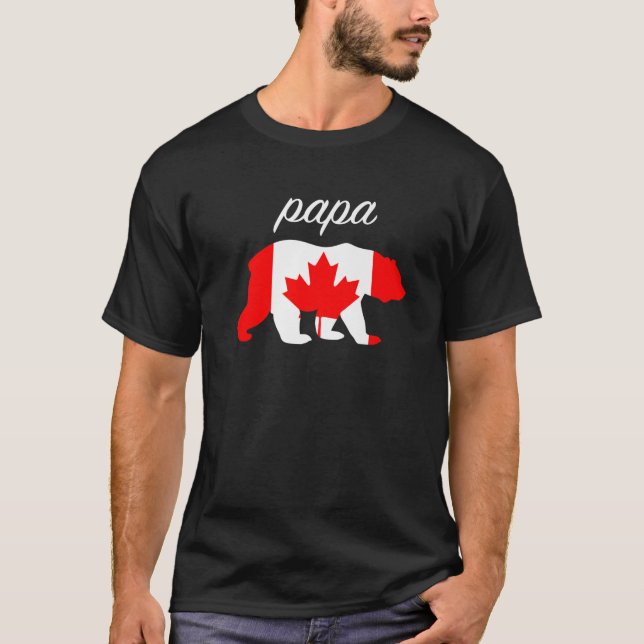 Papa Bear Canada Flag Canadian Roots T-Shirt (Vorderseite)