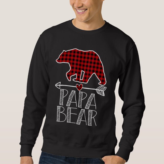 Papa Bear Christmas Pajama Familie Matching Red Pl Sweatshirt (Vorderseite)