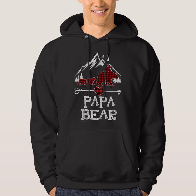 Papa Bear Christmas Pajama Red Kariert Buffalo Des Hoodie (Vorderseite)
