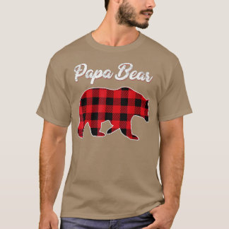 Papa Bear Christmas Pajama Rotes Kariertes Buffalo T-Shirt
