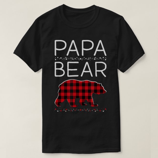 Papa Bear Christmas Pajamas Matching Family Plaid  T-Shirt (Design vorne)